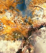 Arbres en Automne avec Feuilles Jaunes - Tableau Design avec Cadre Américain – Image 2