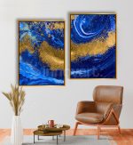 Blue & Gold - Tableau Design avec Cadre Américain