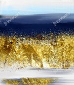 Blue & Gold Abstract - Tableau Design avec Cadre Américain – Image 2