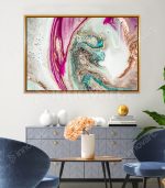 EBRU, Art turc traditionnel - Tableau Design avec Cadre Américain