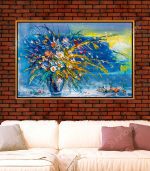 Flowers Painting - Tableau Design avec Cadre Américain