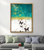 Gold & Black Butterfly - Tableau Design avec Cadre Américain