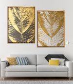 Gold Flowers - Tableau Design avec Cadre Américain