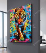 Graffiti avec Tigre - Tableau Décoratif Murale