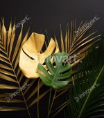 Green and Gold Flower - Tableau Design avec Cadre Américain – Image 2