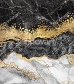 Oeuvre Contemporaine Gold & Black - Tableau Design avec Cadre Américain – Image 2