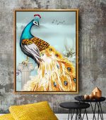 Paon d'Art Mural - Tableau Design avec Cadre Américain