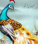 Paon d'Art Mural - Tableau Design avec Cadre Américain – Image 2